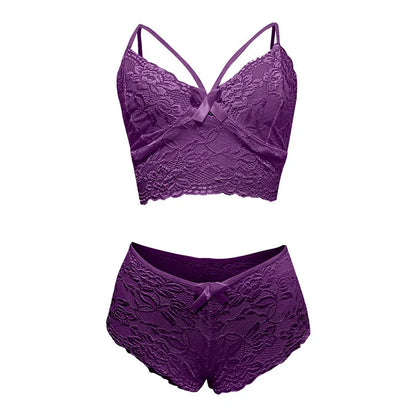 Conjunto de lingerie feminina sexy bordado floral Roupa interior erótica