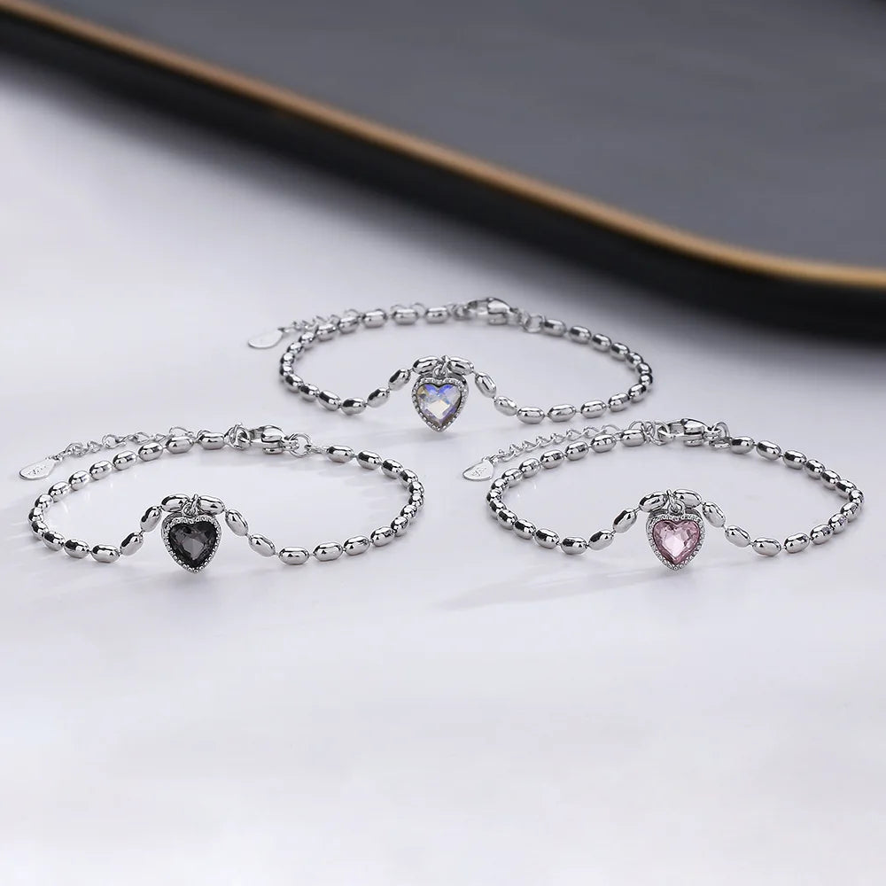 Pulseira Silver Duplo Amor Coração