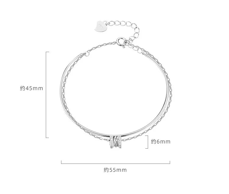 Pulseira Silver Duplo Amor Coração