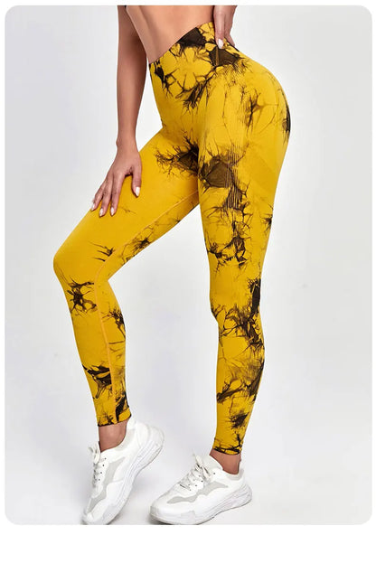 Calças de ioga  esportivas femininas sem costura cintura alta