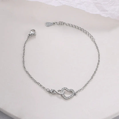 Pulseira Silver Duplo Amor Coração