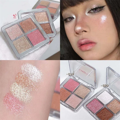 4 Cores Diamante Iluminador Paleta de Pó Glitter Contorno Facial Iluminar Maquiagem