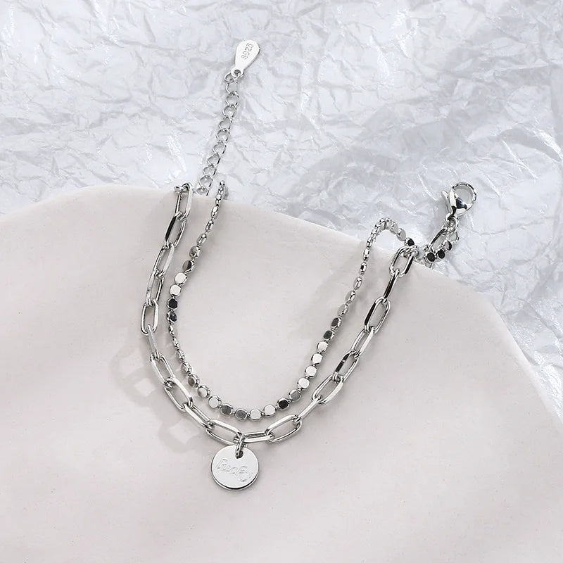 Pulseira Silver Duplo Amor Coração