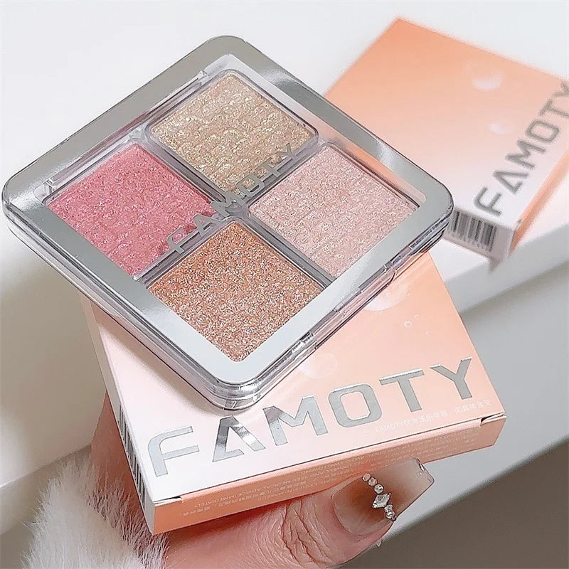 4 Cores Diamante Iluminador Paleta de Pó Glitter Contorno Facial Iluminar Maquiagem