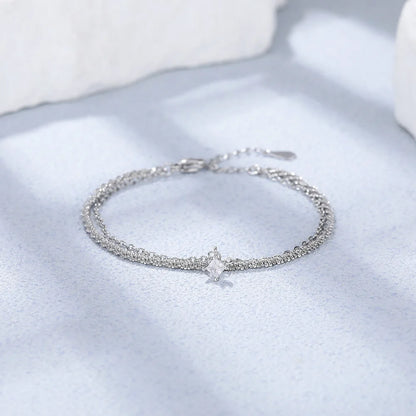 Pulseira Silver Duplo Amor Coração