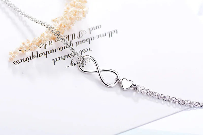 Pulseira Silver Duplo Amor Coração