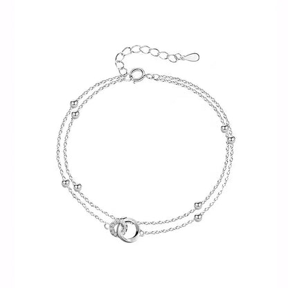 Pulseira Silver Duplo Amor Coração